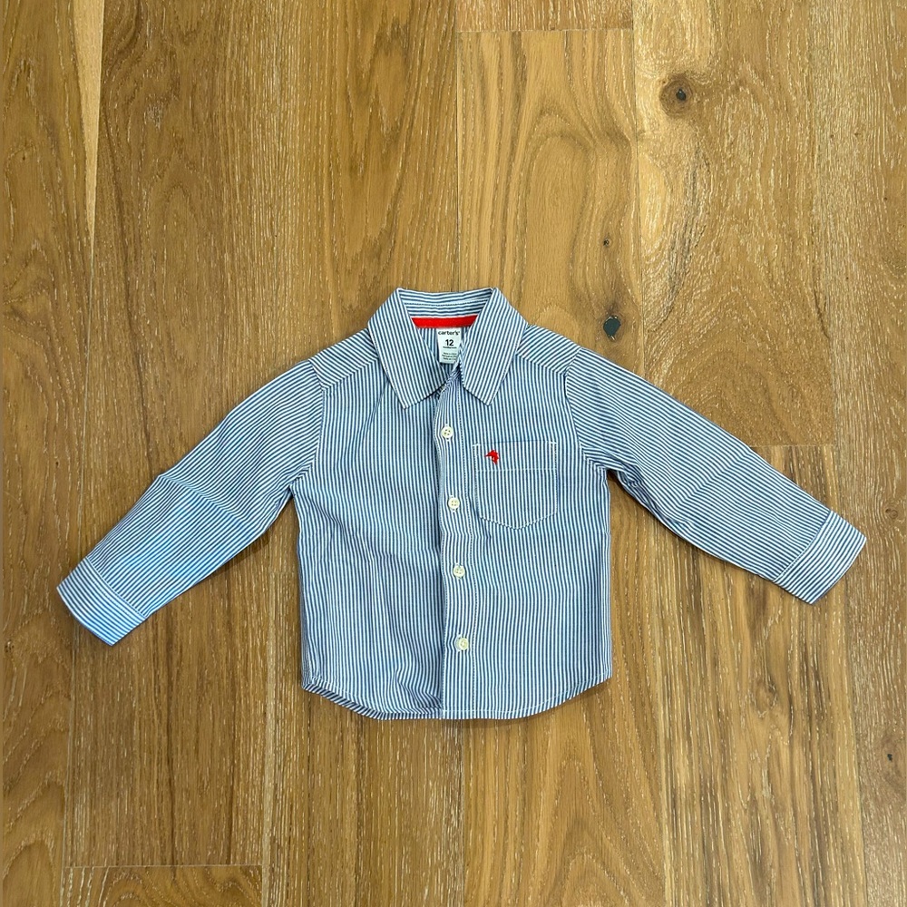 Carters blue and white boys button down size 12 months